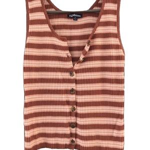 Freshman Striped Button-down Sweater Tank - Size S